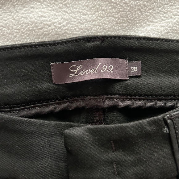 Anthro | Level 99 Black Denim Front Coated Stretch Jeans, Size 28 - Picture 7 of 12